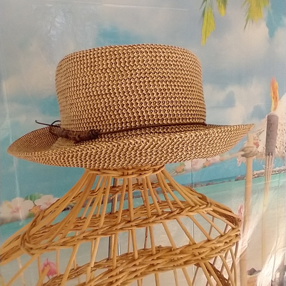 Elegant Tan Woven Bucket/ Brim Hat NWOT - Picture 3 of 16